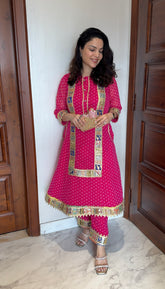 Pink Bandhani Kurta Set